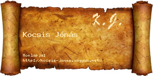 Kocsis Jónás névjegykártya
